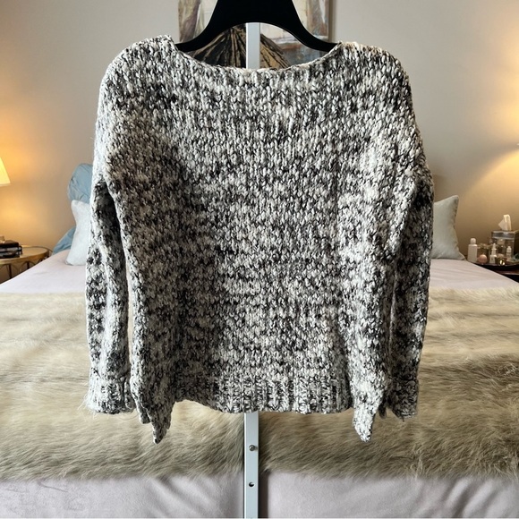 FOREVE 21 S Slouchy Knobby Cable Knit Scoop Neck Black White Marble Sweater Warm - Picture 4 of 12